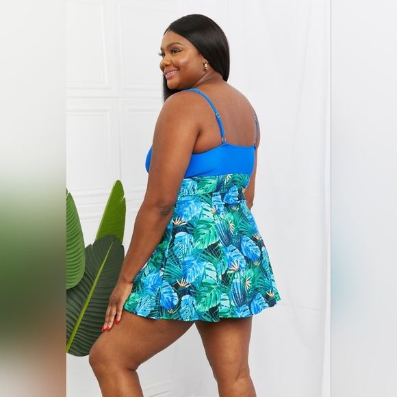 Marina West Swim Full Size Sail With Me V-Neck Swim Dress in Blue - Picture 7 of 15